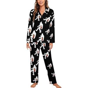Bigfoot Dragen Turkije Vrouwen Lange Mouw Button Down Nachtkleding Zachte Nachtkleding Lounge Pyjama Set S