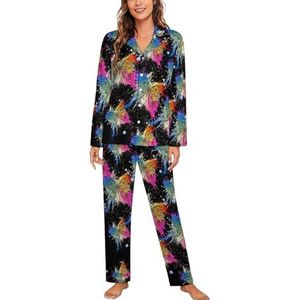 Vlinder Abstracte Kunst Patroon Lange Mouw Pyjama Sets Voor Vrouwen Klassieke Nachtkleding Nachtkleding Zachte Pjs Lounge Sets