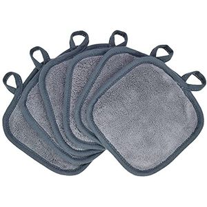 BloomSesame Make-up Remover Doeken voor gezicht, oog, lippen - herbruikbare make-up remover pads zachte microfiber gezichtsreinigingsdoeken 5 x 5 inch 6 Pack (grijs)