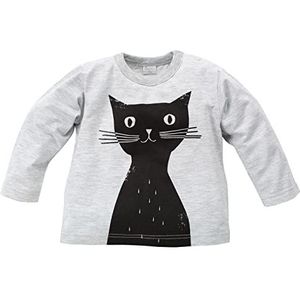 Pinokio - Happy Day - baby meisjes shirt met lange mouwen 100% katoen, zwart grijs met kat - shirt met lange mouwen