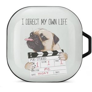 Mopshond en regisseur's leisteen oordopjes hoesje compatibel met Samsung hard shell beschermhoes zwart-stijl