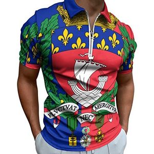 Parijs stad vlag halve rits polo shirts voor mannen slim fit korte mouw T-shirt sneldrogend golf tops T-shirts XL