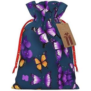 Mooie paarse vlinder jute trekkoord geschenkzakken-voor Kerstmis, verjaardag en jubileumvieringen