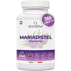 Bandini® Mariadistel 366 tabletten 1200 mg/dag, supplement met 80% silymarine | Hoge dosering met 300 mg per tablet | Natuurlijke leverondersteuning, detox | 100% Veganistisch Voedingssupplement