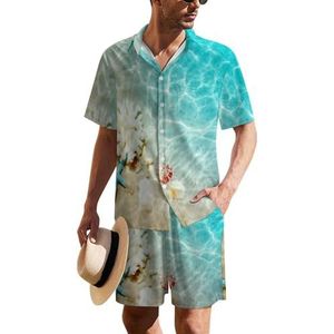 Starfish Coral And Seashell on Beach Hawaiiaanse pak voor heren, set van 2 stuks, strandoutfit, shirt en korte broek, bijpassende set