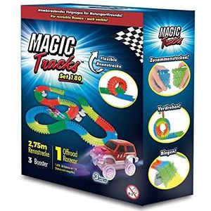 BCdirekt Auto track met rode auto Magic Tracks | 2,75 m Racing auto speelgoed voor kinderen vanaf 3 jaar fluorescerend | Magic Tracks auto | Met rode zelfrijdende auto