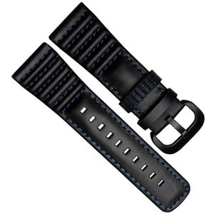 dayeer Echt leer met steken Polshorlogeband Loops horlogeband voor Sevenfriday P3B/01 S2/01 Herenhorlogeband (Color : Black Blue, Size : 28mm Black button)