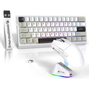ATTACK SHARK x MAMBASNAKE X11 Gaming Muis met X60HE Mechanisch Toetsenbord, Draadloos Toetsenbord en Muis Combo, BT/2.4G/Wired, Snelle Trigger, 8000 Polling Rate, 22000 DPI, Ultralichte Muis - Wit