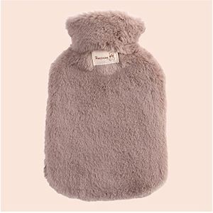 Mini warmwaterkruik, warmwaterkruik 800 ml warmwaterkruik met pluche deksel rubber grote capaciteit cold pack herbruikbare bescherming pluche bekleding wasbaar lekvrij (maat : paars) (Maat: koffie