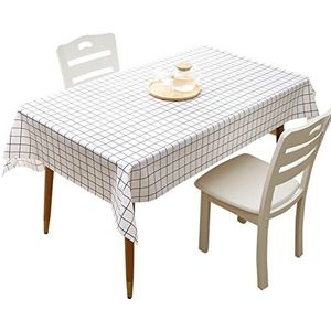 SHRHZJ Witte geruite waterdichte tafelkleed in Scandinavische stijl, afwasbaar tafelzeil tafelkleed, rechthoekig tafelkleed, geschikt voor thuis/hotel/buitenfeesten (zwart/wit, 180 * 137cm/70 * 54in)