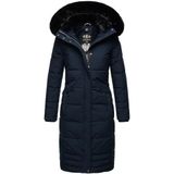 Navahoo Winterjas voor dames, gewatteerde jas met afneembaar kunstbont B850, navy, XL