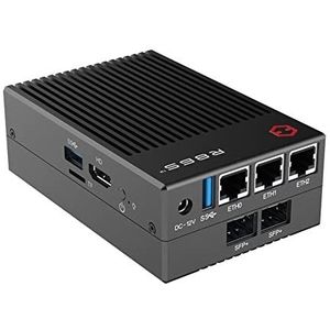 R86S Soft Routing Multi-netpoort, Intel mini-host N5105 N6005 8GB/16GB/32GB 10 Gigabit glasvezelpoort 2.5G (U3 zwart)