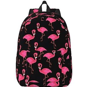 Mooie Roze Flamingo's Canvas Grote Capaciteit Duffel Tas met Verstelbare Schouderriemen voor School Buitensporten, Zwart, M