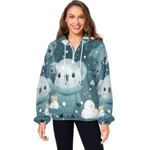 KAAVIYO Leuke sneeuw abstracte beren pluizige jas pullover hoodie capuchon zakken fuzzy fleece sweatshirt ronde hals truien hoodies voor meisjes vrouwen, Patroon, L