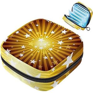 MUOOUM Golden Sun Rays Stars Maandverband Opbergtas Menstruatie Pad Tas Draagbare Menstruatie Cup Pouch met Rits voor Tiener Meisjes Vrouwen Dames