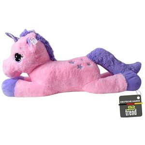 TE-Trend XXL eenhoorn knuffeldier 110 cm, een schattig roze reuzenpluche dier met paarse glitterhoorn voor kinderen om te spelen of als decoratie