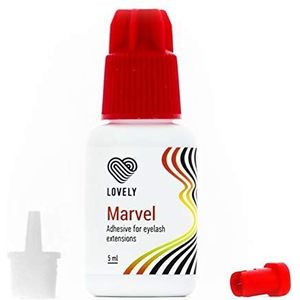 LOVELY MARVEL wimperlijm (5ml, kleur: ZWART) snelle lijm, droogtijd: 1 seconde, 8 weken hechting, lage stoomontwikkeling, zeer resistent, voor professionele wimperverlenging, Typen:LOVELY Kleber Marvel 5ml