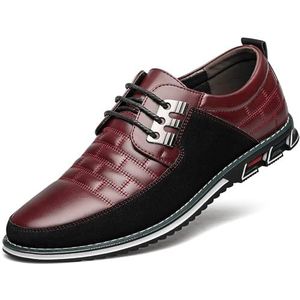 Men's Dress Shoes Wide Width, Comfort Dress Sneakers Men Fashion Business Casual Oxford Shoes Soft Loafers Derby Shoe For Office Working Driving Walking (Color : Red-A, Size : EU 39)