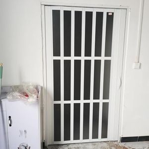 Deur gordijn vouwdeur, Witte 205cm accordeonvouwdeur met handgreep, acrylglas, diverse maten(135x205cm/53.1x80.7in)