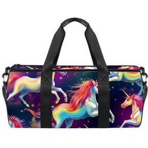 DragonBtu Bagagetas voor fietsen, opvouwbare reistas met schoenenvak - grote plunjezak voor op reis - regenboog eenhoorn hemel, Multi 4, 45x23x23cm/17.7x9x9in, Reizen Duffle