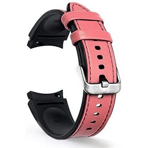 YAGHANG 20mm horlogeband geschikt for Samsung horloge 4 40mm 44mm armband Compatible With Samsung Galaxy horloge 4 Classic 42mm 46 siliconen + lederen horloges4 bands(Pink-Sliver,For Watch4 classic46)