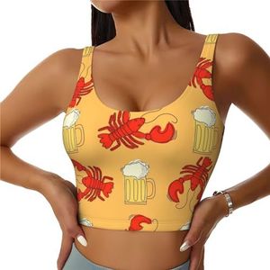 GFXEDSAH Yoga-bh's met bier- en langoestjesprint, trainingstop met ingebouwde beha, stijlvol racerback ontwerp met gewatteerd comfort, Zwart, S