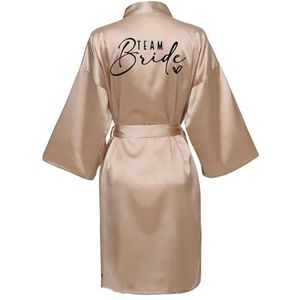 MdybF Ochtendjas Bride Bruidsmeid Bruiloft Robe Kimono Aokrobe Gown Nightgown Casual Satijnen Short Vrouwen Nachtkleding, Champagne 3, XXL