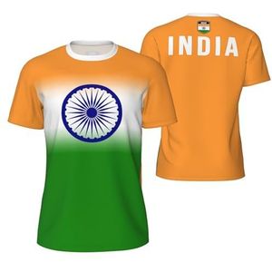 Sport Mesh T-Shirt India Vlag voor Running Bike Voetbal Tennis Voetbal Fitness Tees 3D Gedrukt, Meerkleurig, L