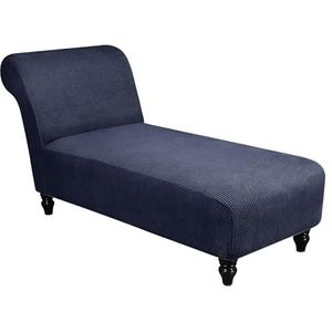 Hoes Voor Chaise Longue Met Hoge Stretch Jacquard Chaise Stoel Hoes All-inclusive Armloze Chaise Lounge Beschermers Wasbare Fauteuil Bankhoes Voor Woonkamer Slaapkamer(Color:Navy blue)