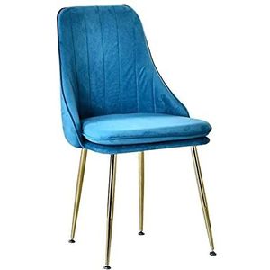 GEIRONV 1 stks zachte fluwelen eetkamerstoelen, met rugleuning gevoerde stoel voor kantoor lounge keuken slaapkamer stoelen 42 × 38 × 85 cm Eetstoelen (Color : Blue)