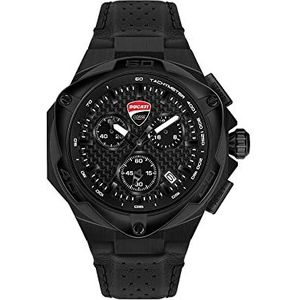 Ducati Heren analoog kwarts horloge met lederen armband DTWGC2019003, zwart