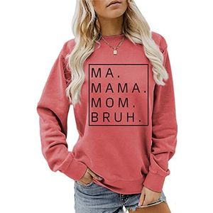 Ma Mama Mom Bruh Sweatshirts voor Vrouw Lange Mouw Harajuku Hoodie Tops Esthetische Sweatshirt, Rood, M