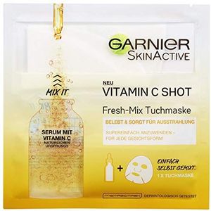 Garnier SkinActive, stoffen masker, vitamine C Shot, stimuleert de huid, zorgt voor meer uitstraling, 3 stuks (3 x 33 g)
