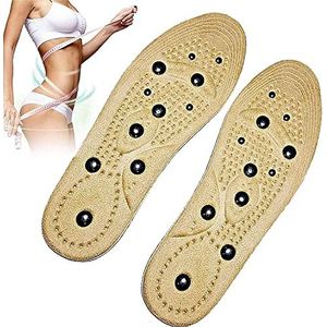 jalkahierontatyynyt, Afslankende inlegzolen, pijnverlichtende schoenzolen, draagbare acupressuur inlegzolen, magnetische massagezolen for vrouwen en mannen(Yellow,S)