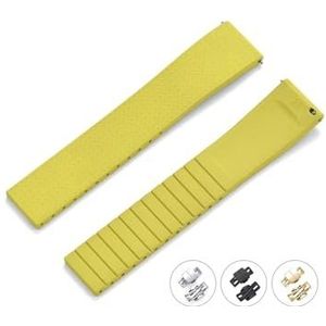 Fluororubber Horlogeband 20mm 22mm Quick Release Vlindergesp Nieuwe FKM Horlogebanden Band geschikt for Op maat gesneden(Yellow,20MM_SILVER BUCKLE)