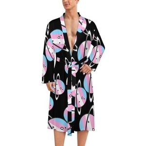 Trans Planet badjas voor heren, zachte badjas pyjama nachtkleding loungewear ochtendjas met riem, L