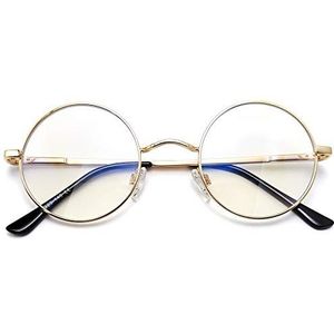Joopin Blauw Licht Blokkerende Bril, Anti Blauw Licht Computer Gaming Scherm Brillen voor Dames Heren Transparant Ronde Zonnebril Metaal Goud Frame