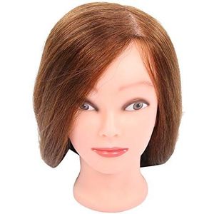 Mannequin Head, Cosmetology Mannequin Head, Professional 60~65cm Lengte voor kappers Kappersleraren(bruin)
