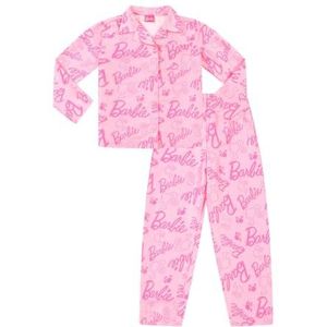 Barbie Lange satijnen pyjama voor dames en meisjes, zomer, tweedelige pyjama van zijde satijn, roze, 8-9 jaar