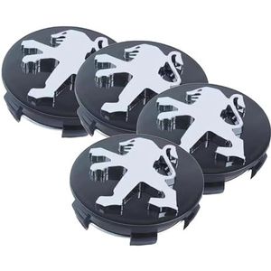 SJZZJMZ 4 stuks auto wielnaafdoppen voor Peugeot 107 2008-2012 60mm wieldoppen vervangende stickers