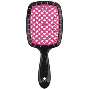 1 stuk doorzichtig handvat roosrood brede tanden luchtkussen haarkam vrouwen hoofdhuid massage kammen haarborstel uithollen thuis stylingtool (maat: zwart met roos)