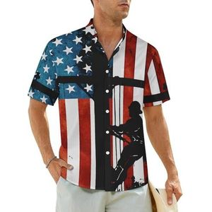 Lineman Amerikaanse vlag elektrische kabel lijnman herenshirts korte mouwen strandshirt Hawaiiaans shirt casual zomer T-shirt 4XL