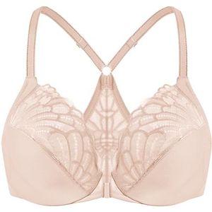 MELENECA Dames Flora Kanten Ongewatteerde met Beugel Front-Sluiting Racerback BH Beige 85H