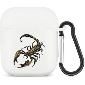 Tribal Golden Scorpion Leuke Case voor AirPods 2 & 1 Schokbestendige Beschermende Hoofdtelefoon Gevallen Cover Met Sleutelhanger voor Mannen Vrouwen