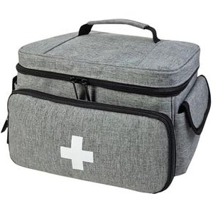 Medische zak-lege EHBO-tas, noodkit, verpleegkundetas, grote capaciteit medicijnorganizer met meerdere compartimenten voor thuisbezoek, thuis, reizen, grijs, draagbaar