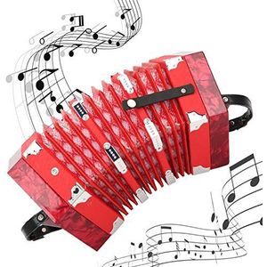 Concertina-instrument, draagbare concertina-accordeon, voor kinderen Beginner Volwassenen Peuters(red)