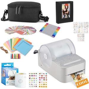 HP Sprocket Panorama Instant draagbare kleurenlabel- en fotoprinter grijs Cadeaubundel met draagtas, HP zinkrol, fotoalbum, markers, stickers en lijsten, Gift Bundle, Grey