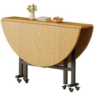 Ruimtebesparende Opvouwbare Ronde Eettafel Met Neerklapbare Bladtafel, Houten Ronde Keukentafel Met Neerklapbare Blad, Klaptafel, Opvouwbaar In 3 Vormen (Size : 100x75CM)