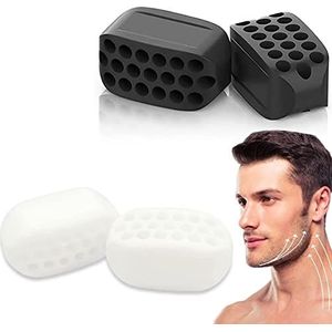 MEETTIKEY Jawliner 4-delige spiertrainer, nekversterker, kauwgereedschap voor gezicht en hals ter versterking en versteviging van kaak en hals, voor vrouwen en mannen