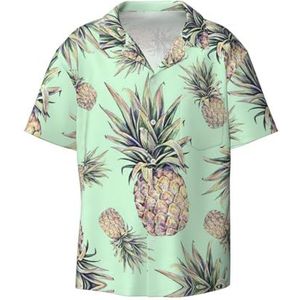 OdDdot Ananas Groene Print Heren Button Down Shirt Korte Mouw Casual Shirt Voor Mannen Zomer Business Casual Jurk Shirt, Zwart, XXL